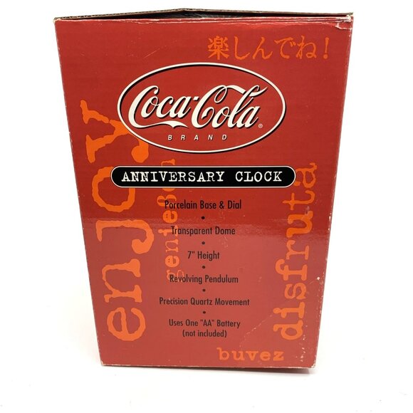 Coca Cola Bottle Cap Anniversary Clock Porcelain 2001 Glass Dome 7" Revolving - Picture 11 of 14